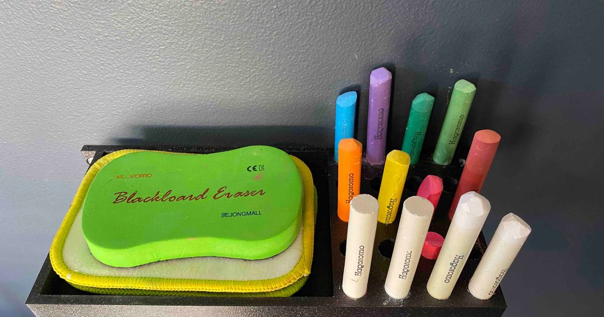 Wall mounted chalk and eraser holder by jwanga Download free STL