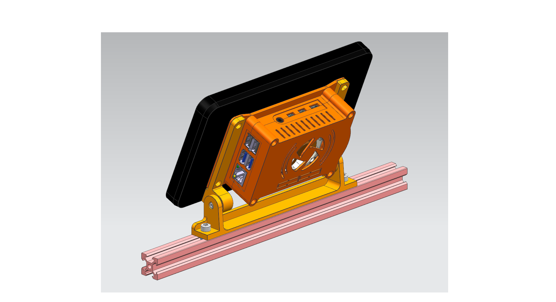 VSlot profile 2020 mounting bracket for 7" touchscreen case by RonnyS