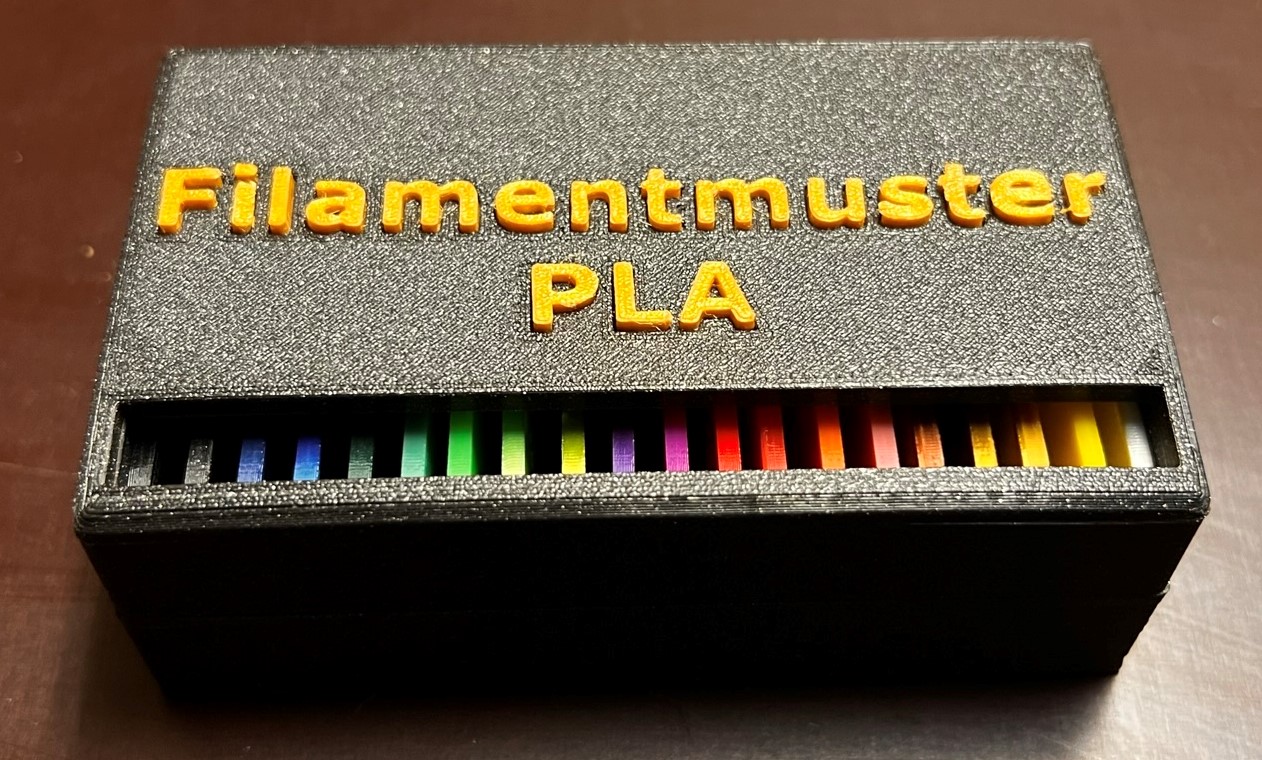 Filament samples in storage box