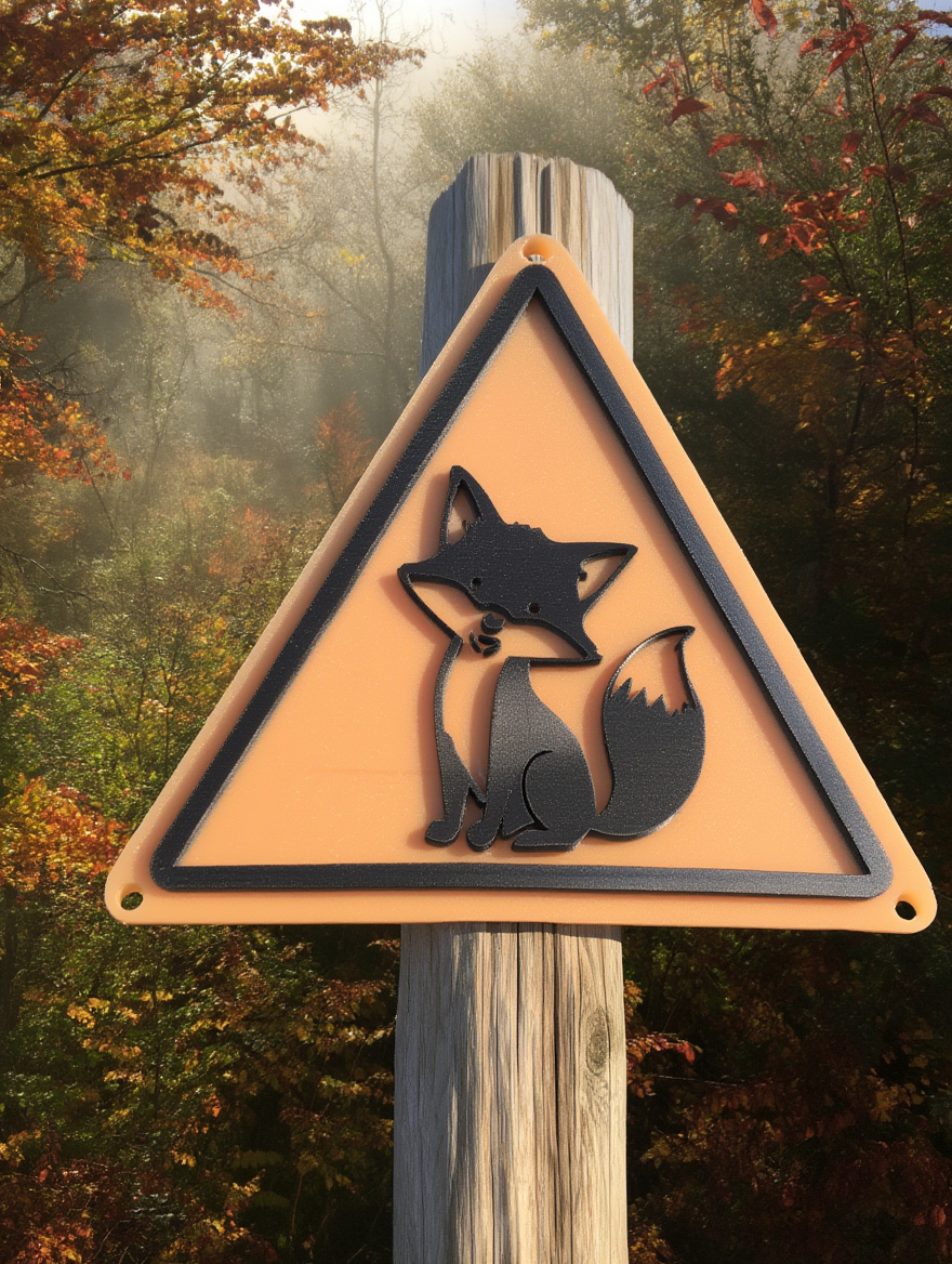 Panneau “Attention Renard” – signal stylisé avec illustration