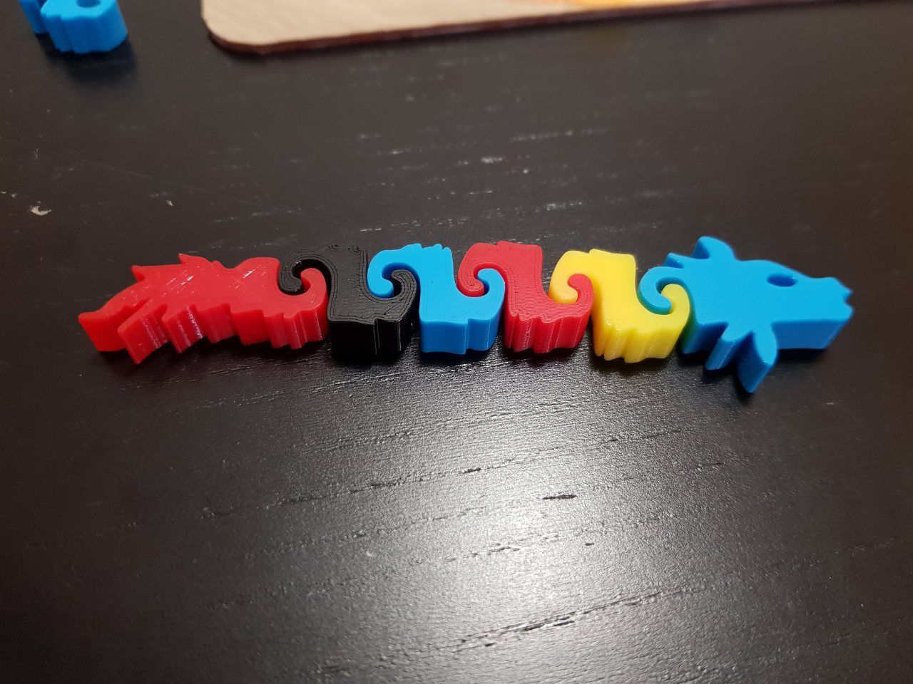 Dragon puzzle - filament sample swatches