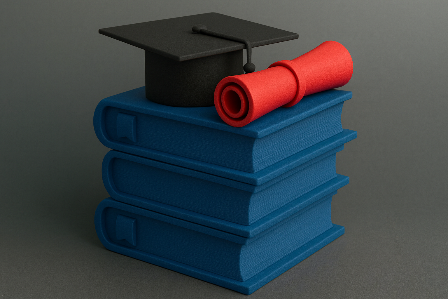 Graduation Books with Cap and Diploma