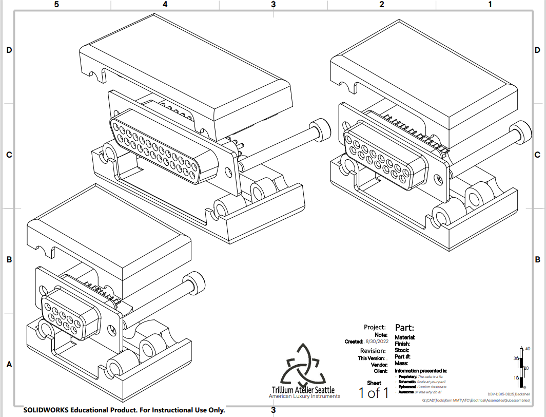 D-sub Backshells, captive clamshell-type