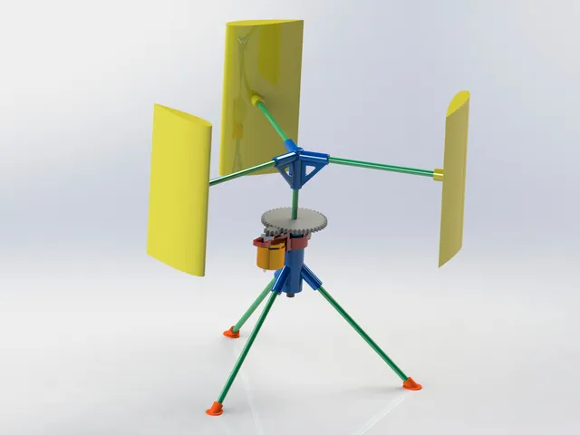 Darrieus Wind Turbine From Pencils and 3d Printed Parts