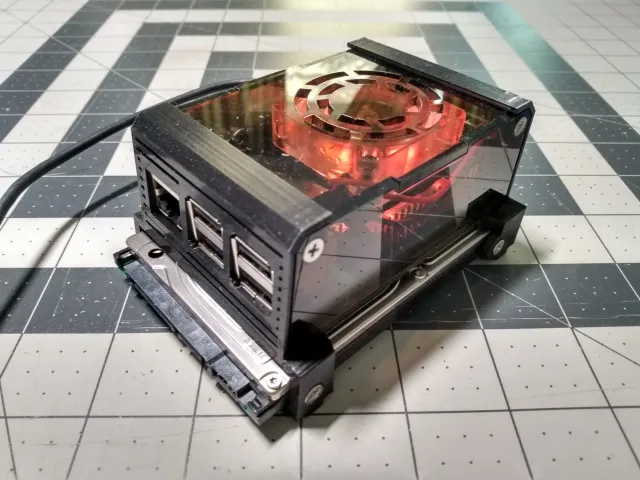 Raspberry Pi 3B Case with SSD or 2.5" HDD Mounting Rails + Optional 40mm Fan Mount