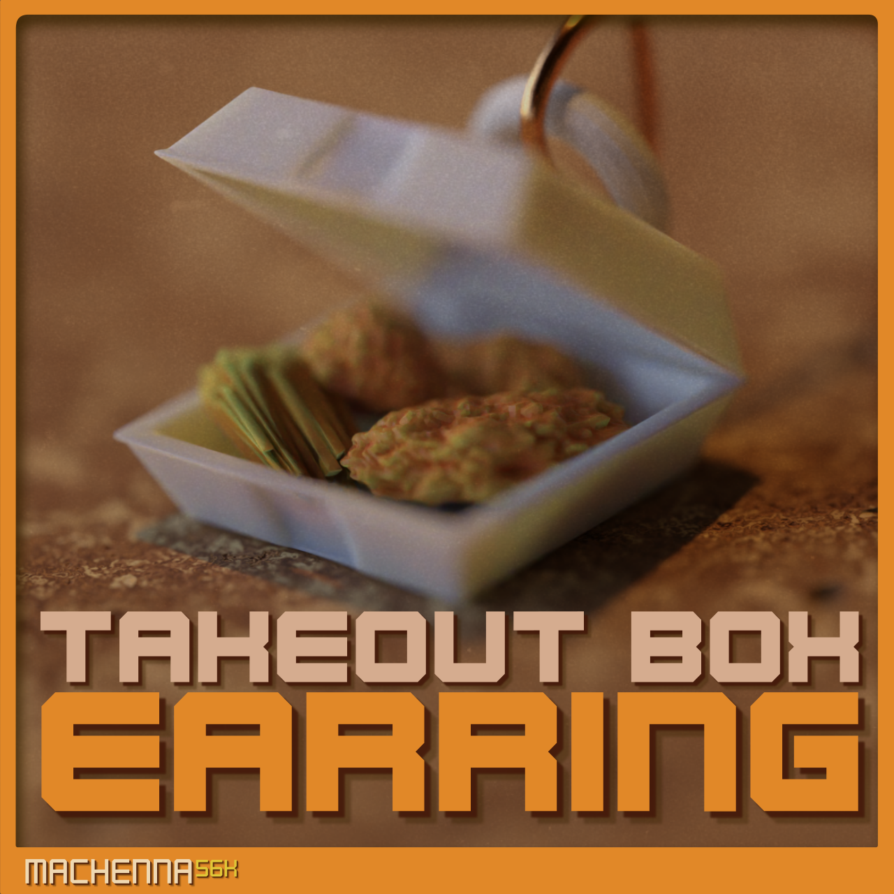 Fried Chicken Meal Takeout Box Earrings