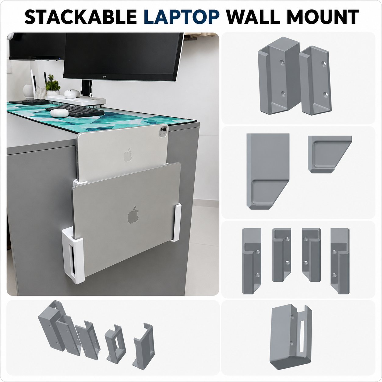 Stackable Laptop Wall Mount – Vertical Dual Laptop & Tablet Holder