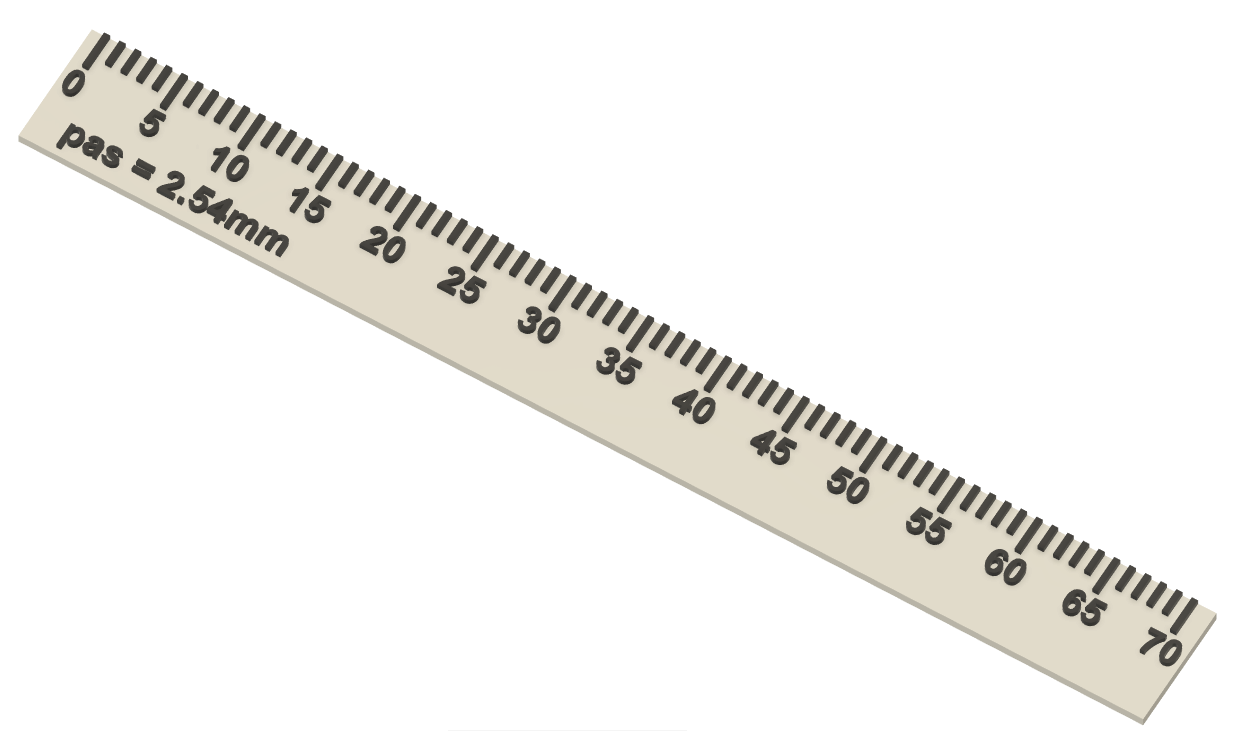 Ruler with a 2.54 mm pitch