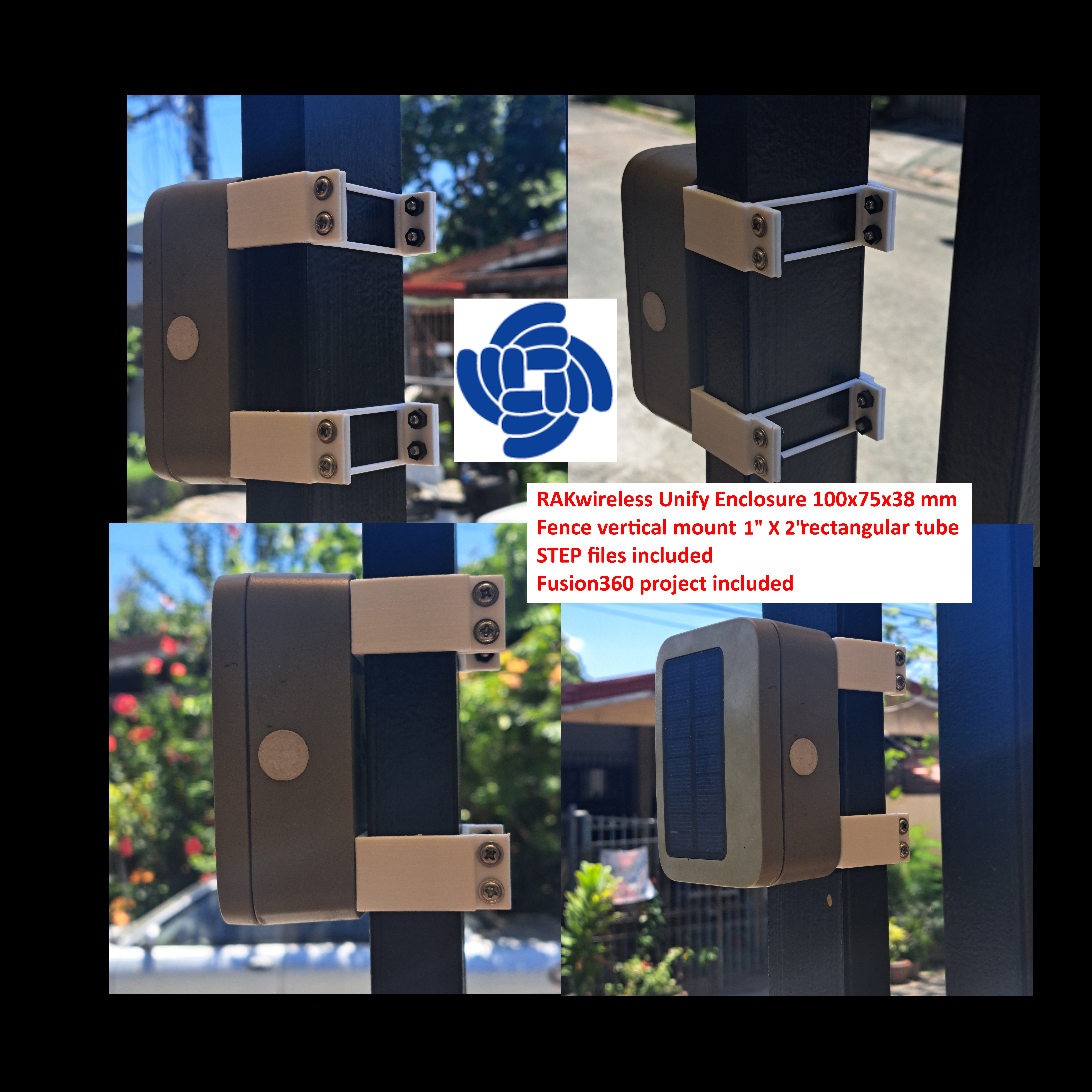 RAK Unify Enclosure Mounting 2x1" rail vertical 3D model