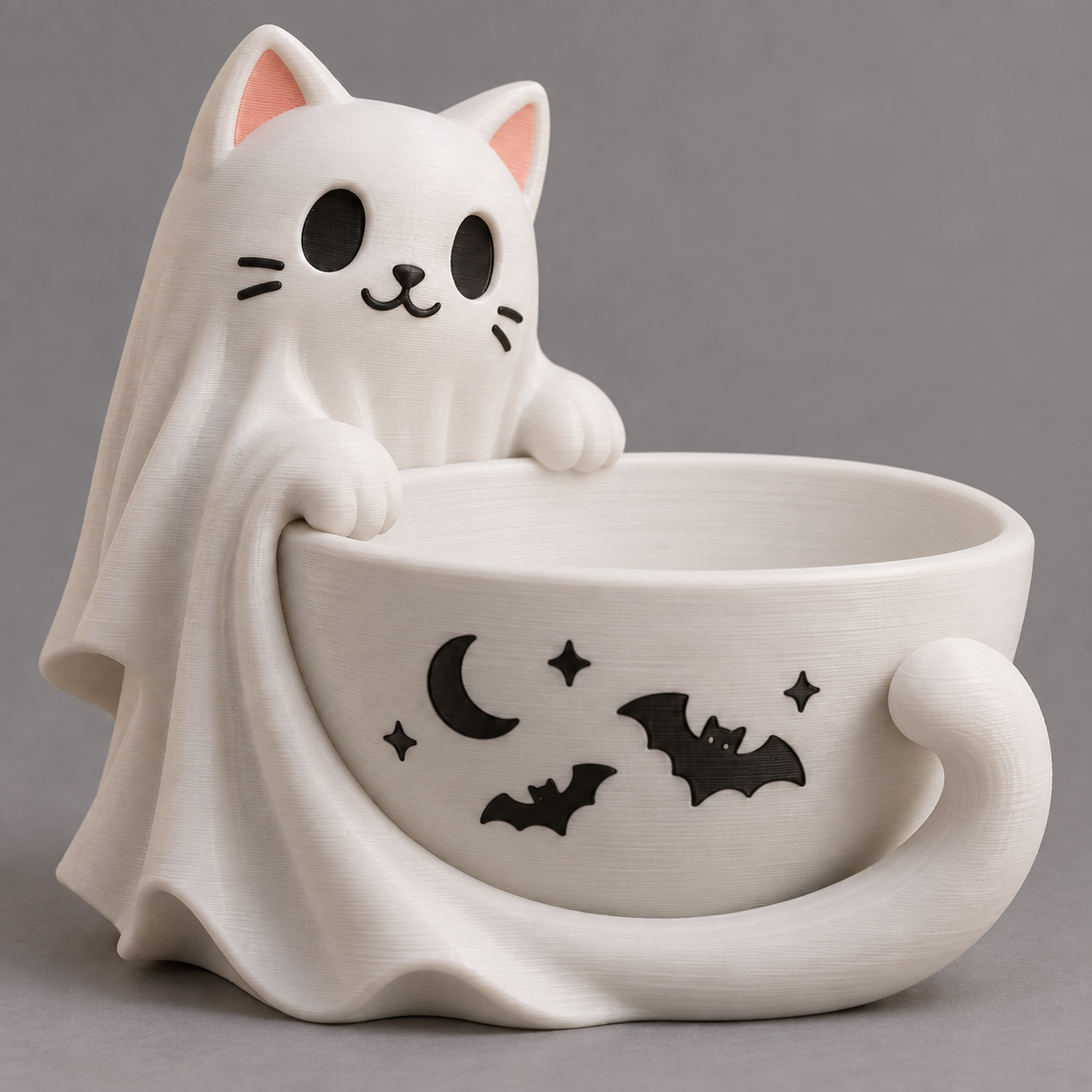 Ghost Cat Bowl - Halloween Teacup Catchall