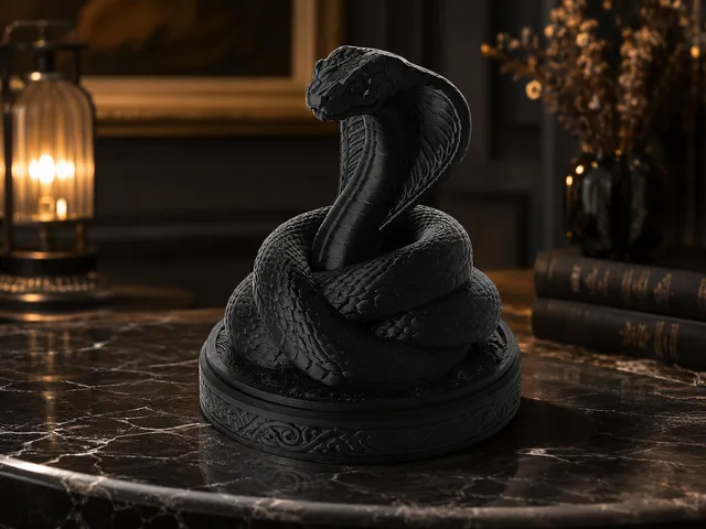 Black Cobra Snake Figurine