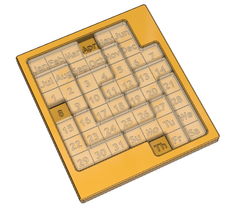 Puzzle Daily Calendar (Multilanguage) by mikrom, Download free STL model