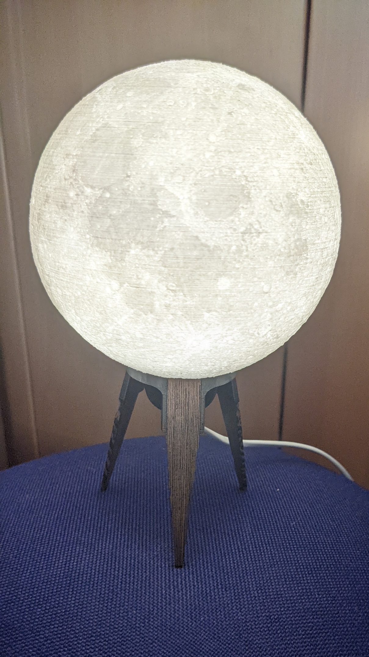 GU10 socket + Wood strips base for moon lamp lithophane