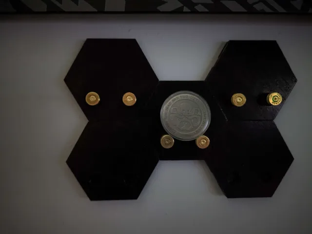 Modular challenge coin bullet casing wall mount