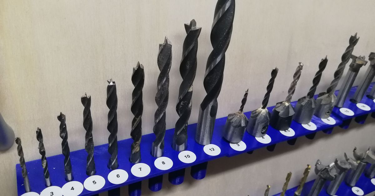 Customizable Drill Bit Holder by Andreas Gohr Download free STL model