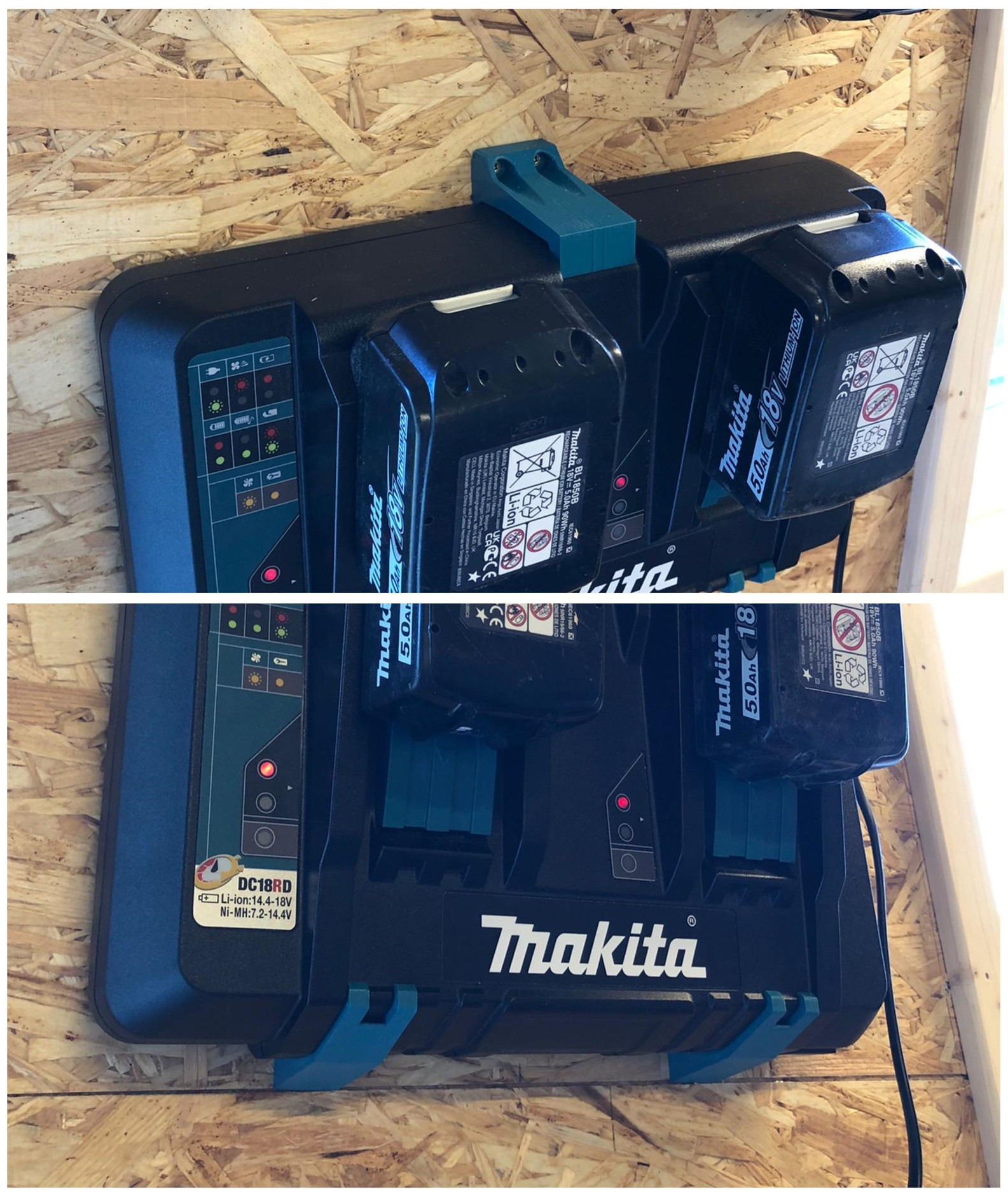 Wall mount for Makita dual battery charger