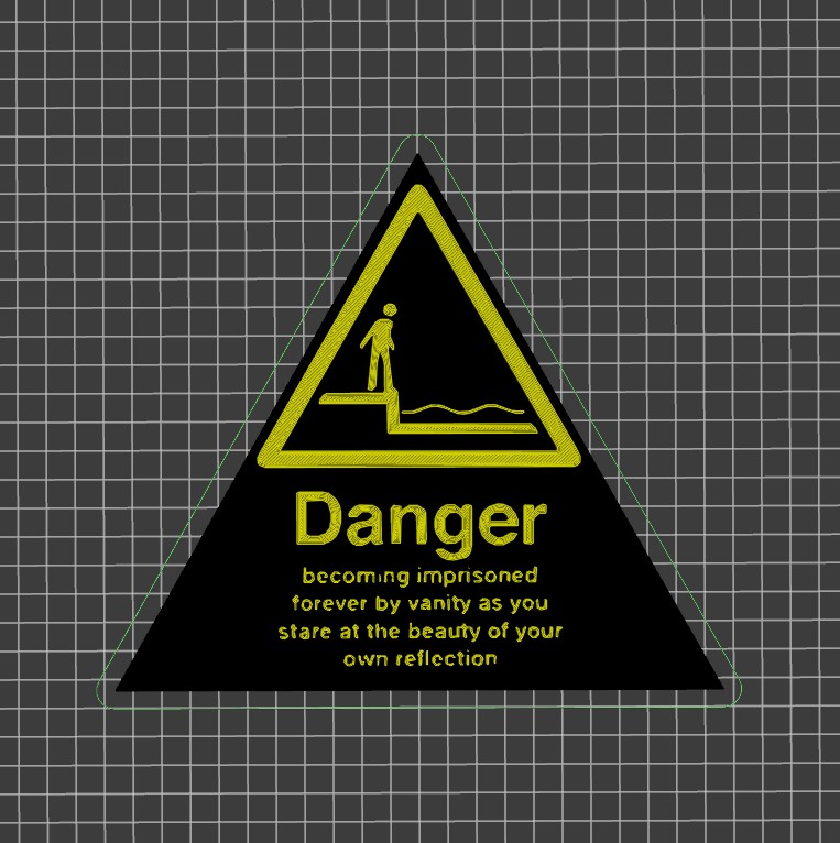 Danger: water reflection - wall sign