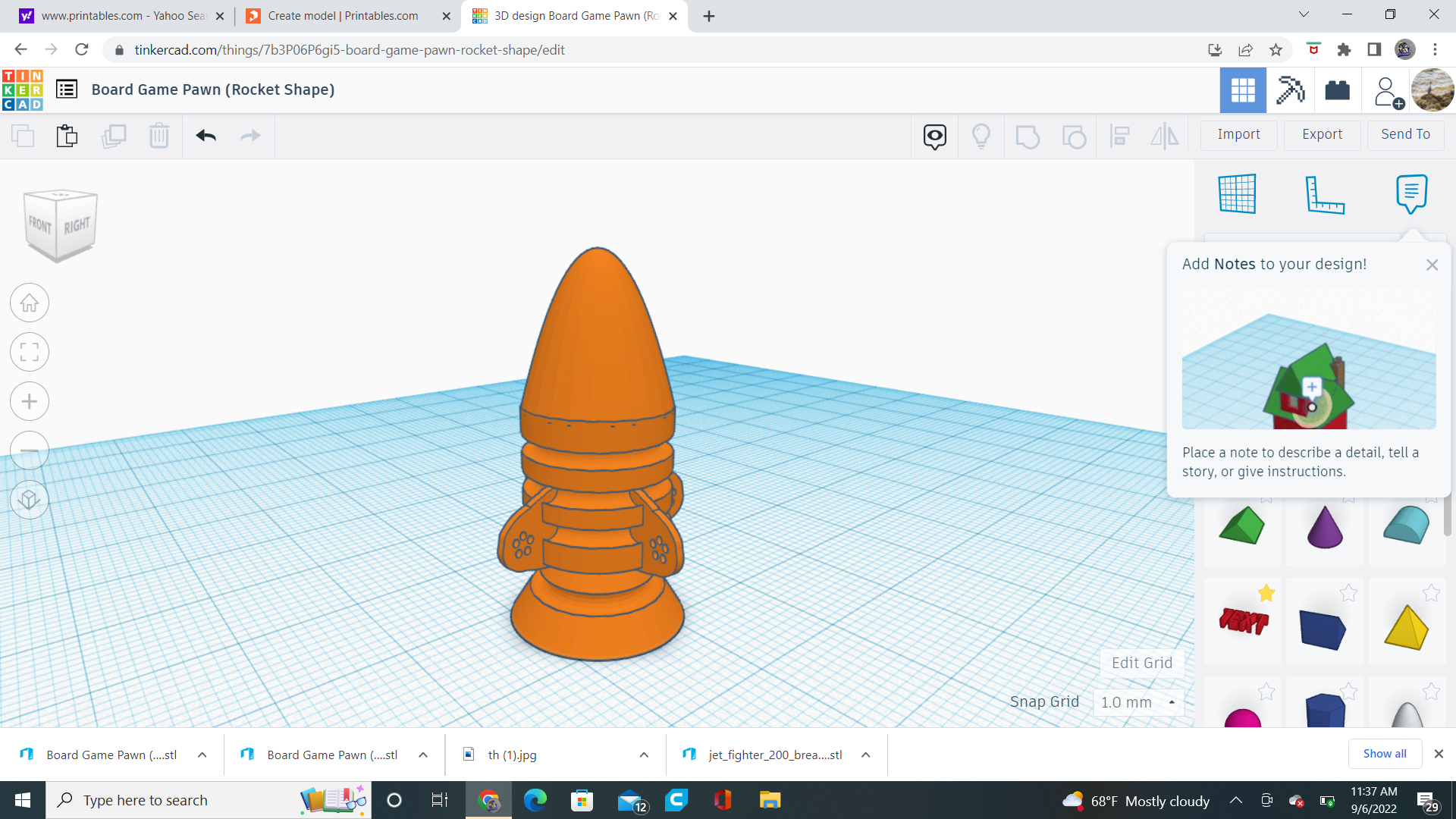 Board Game Pawn (Rocket Shape)