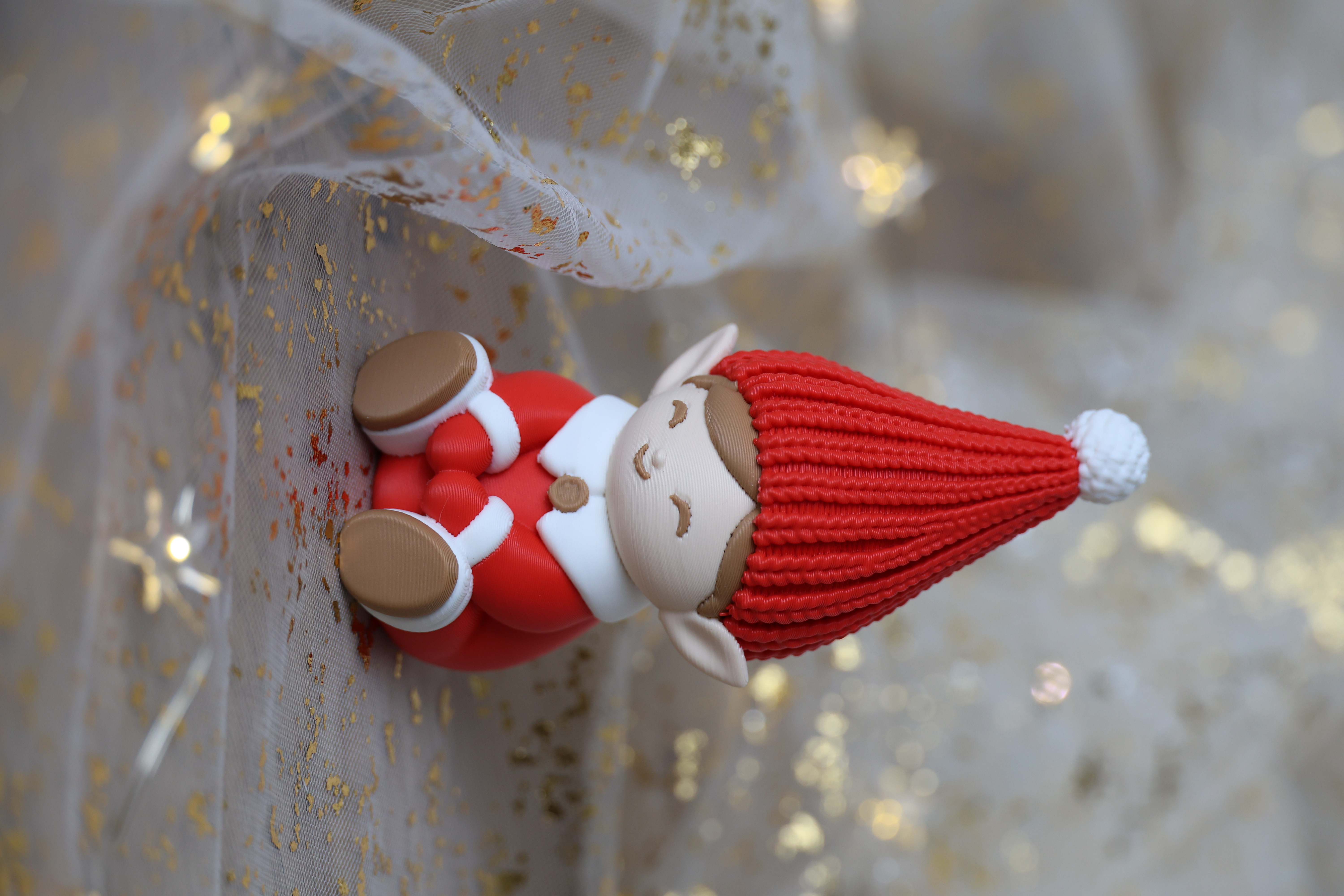 Christmas Elf with Knitted Hat and Pom-Pom