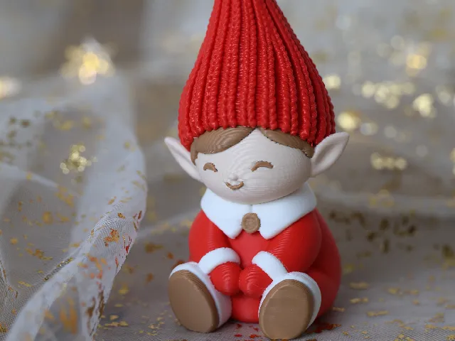 Christmas Elf with Knitted Hat and Pom-Pom