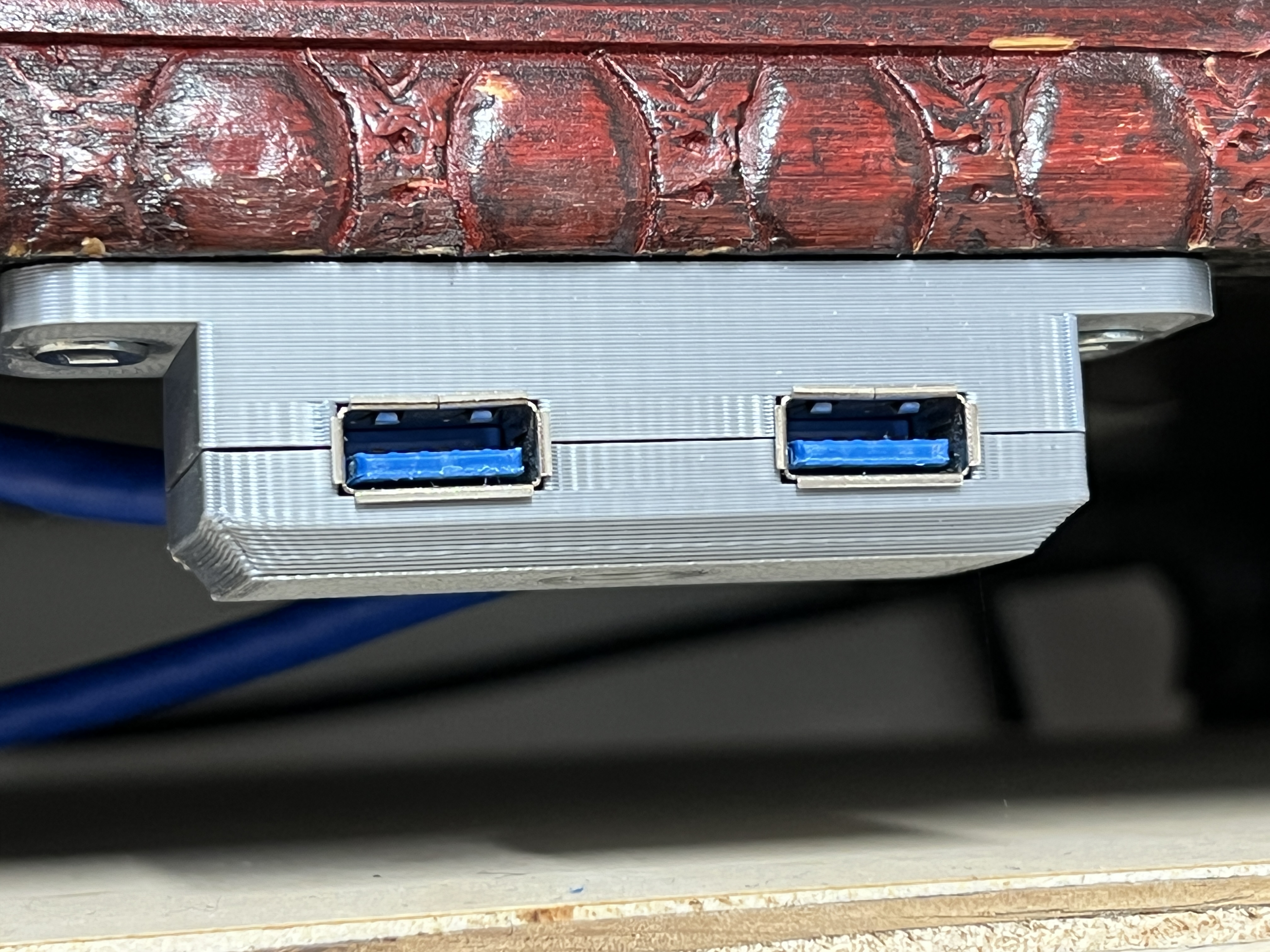 Two part USB bracket
