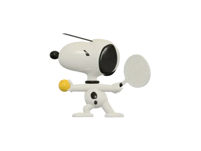 Snoopy playing tennis