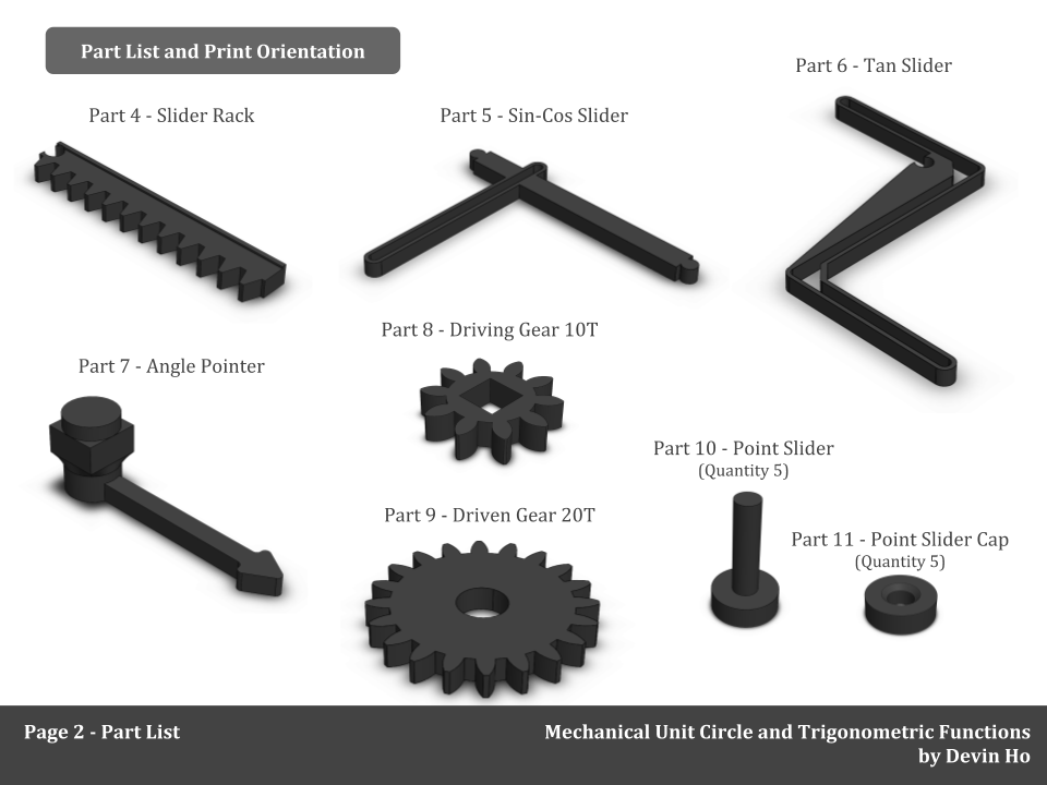 Miniatura 5 do modelo 3D Mechanical Unit Circle and Trigonometric Functions