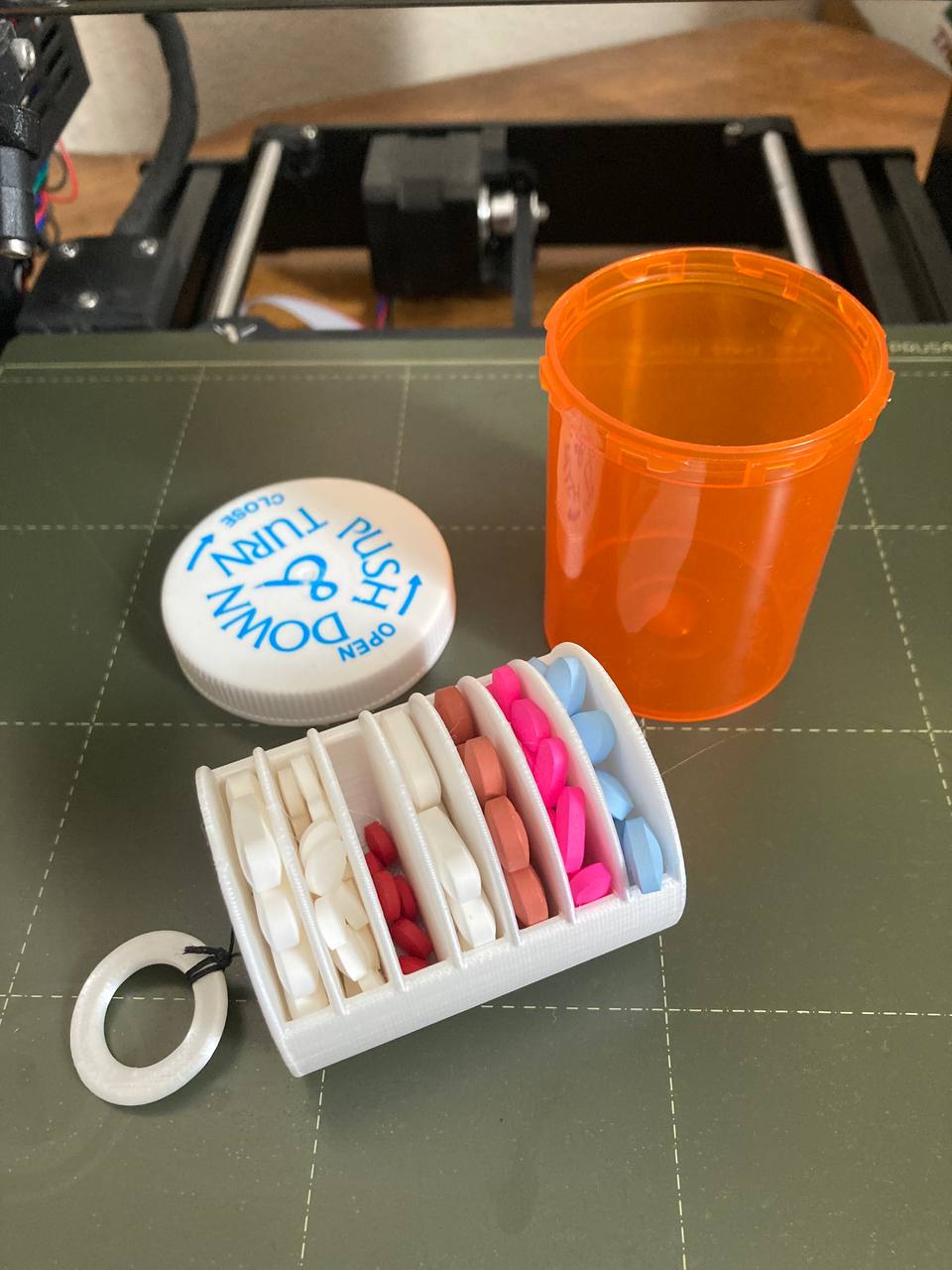 Organized Pill Bottle for Travel (with EasyAccess Handle) by