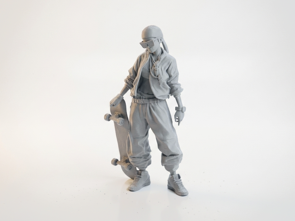 Skateboard Girl Figurine Female Character 3D Printable