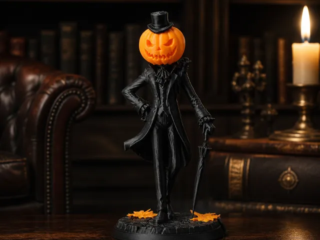 Pumpkin Gentleman Figurine - Spooky, Elegant Decor