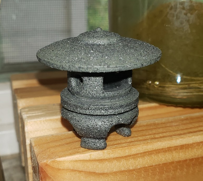 Miniature clawfoot garden pagoda stone lantern