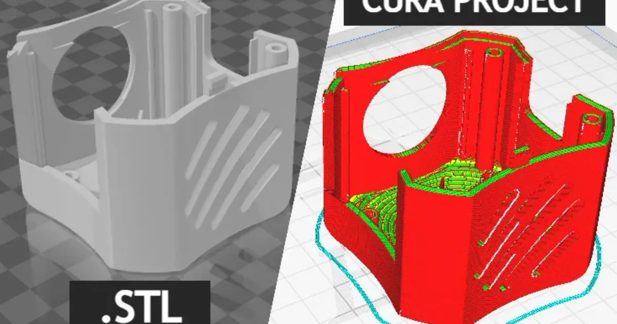 STL model and Cura project of "Quieter Ender 3 V2 Fan Shroud" by