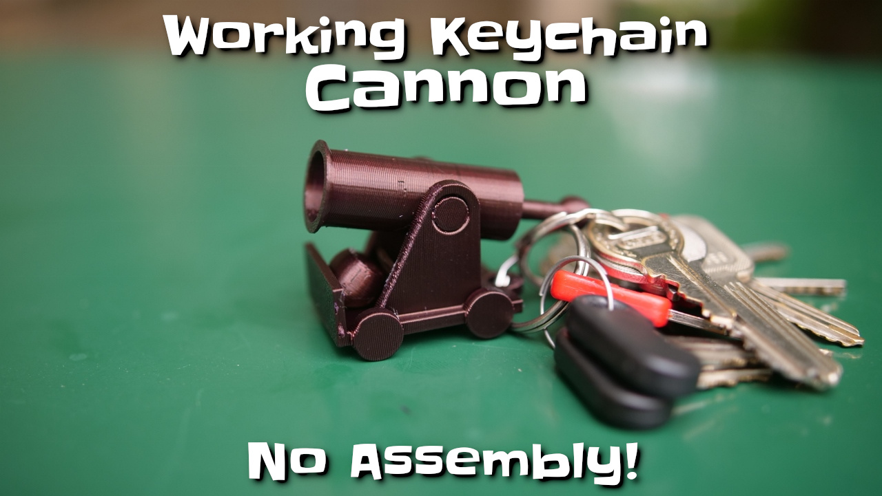 Working Tiny Keychain Cannon (Print-In-Place)