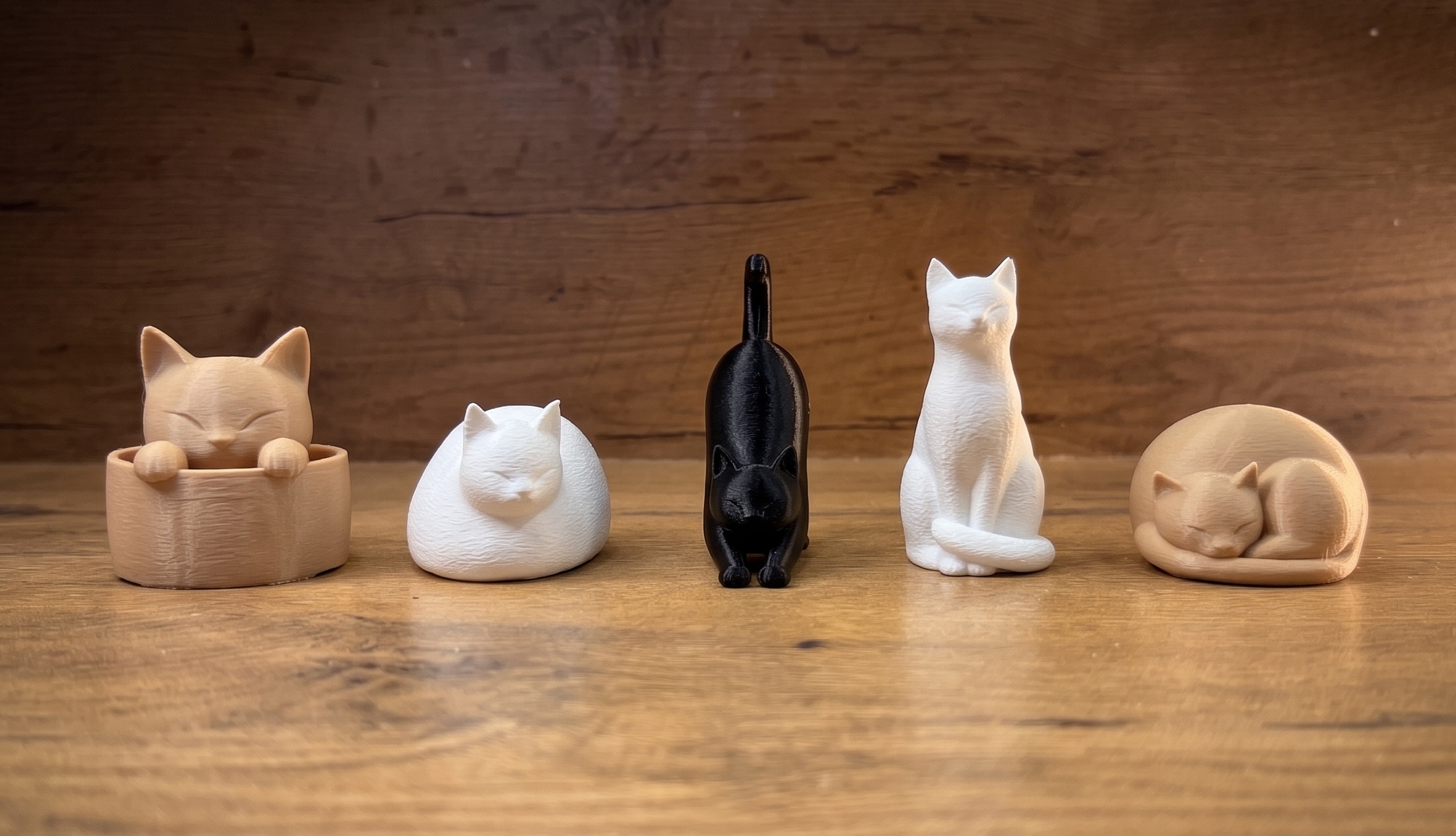 Cute Cat Miniatures Set – 5 Free 3D Printable Cat Figurines