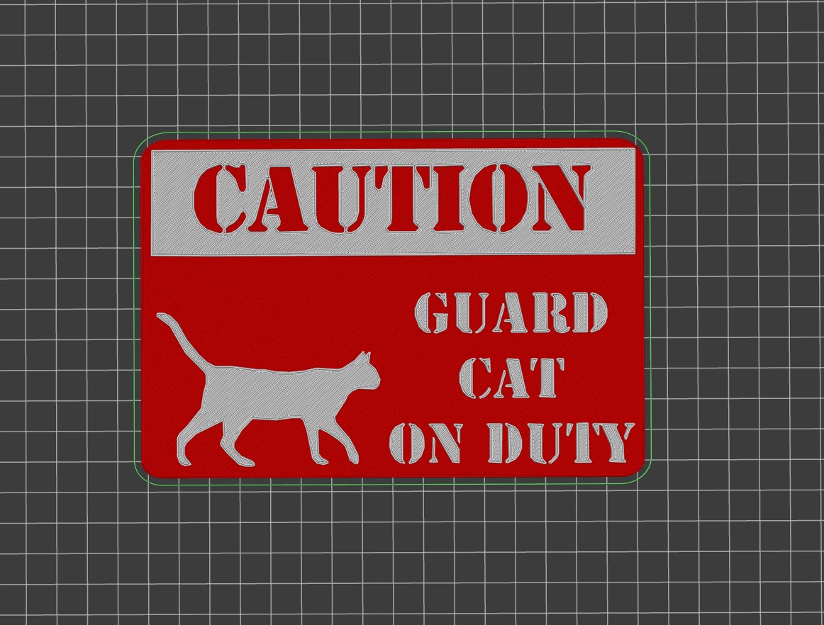 Caution: guard cat on duty - wall sign