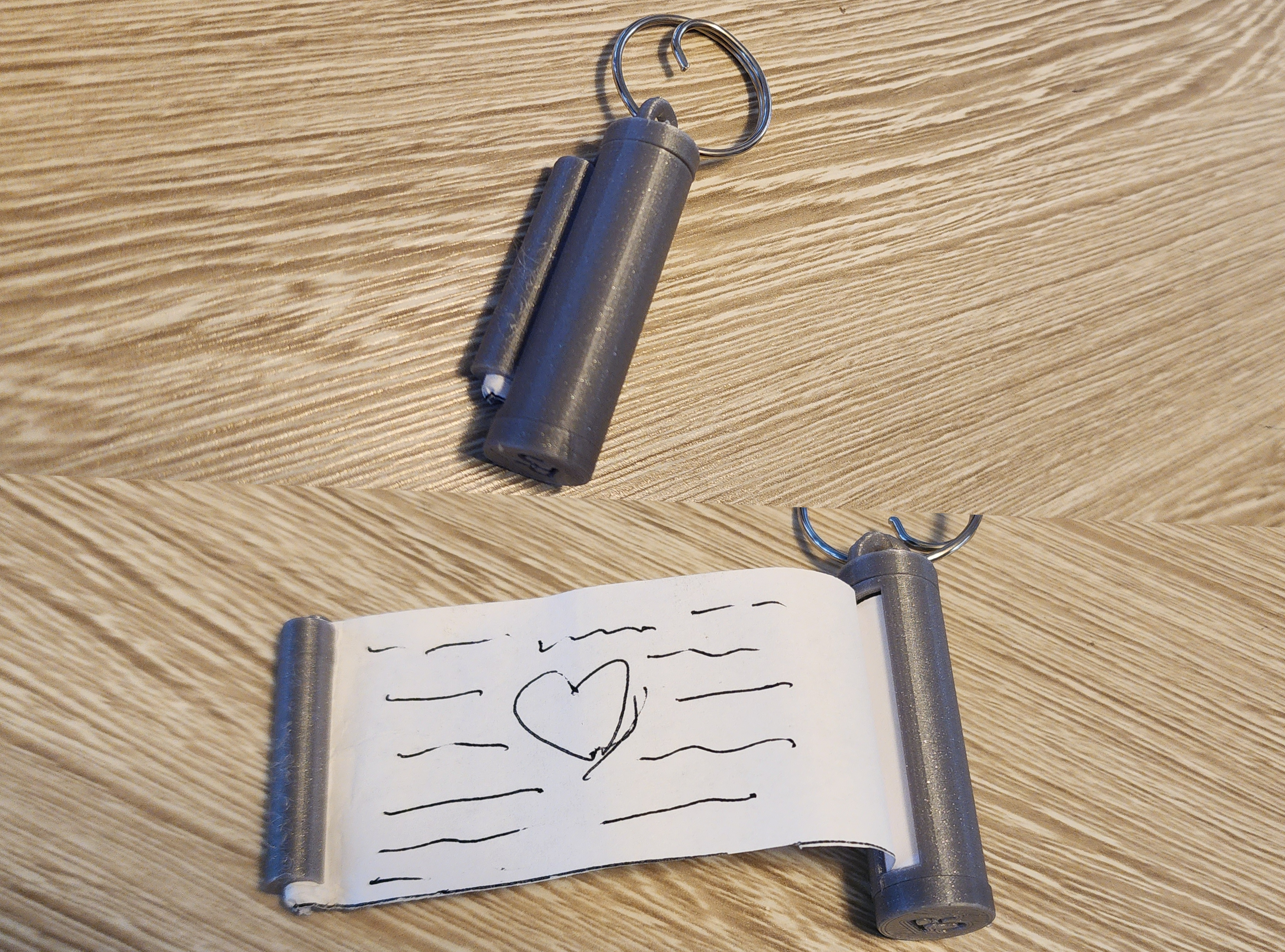 Pocket Scroll Keychain - holds 80cm of paper easy roll-up