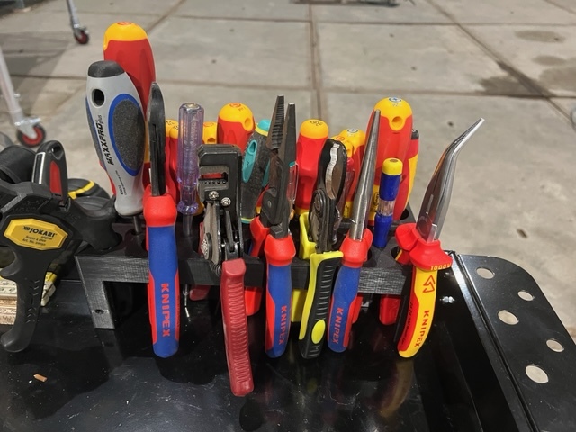 Toolholder for pliers and screwdrivers for toolcart