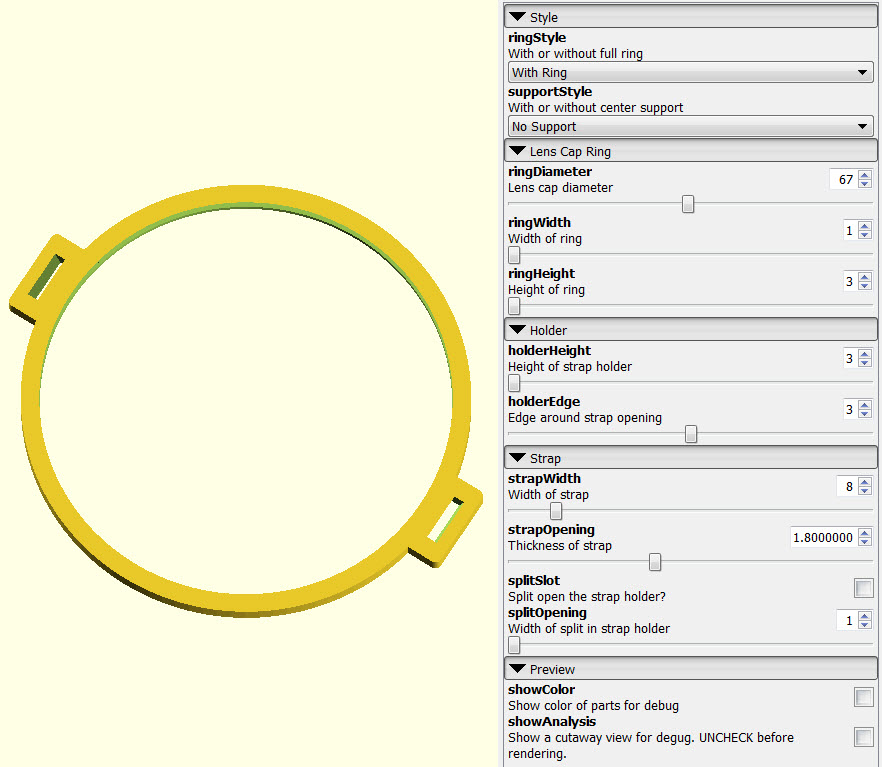 Miniatura 3 do modelo 3D Lens Cap Holder Generator