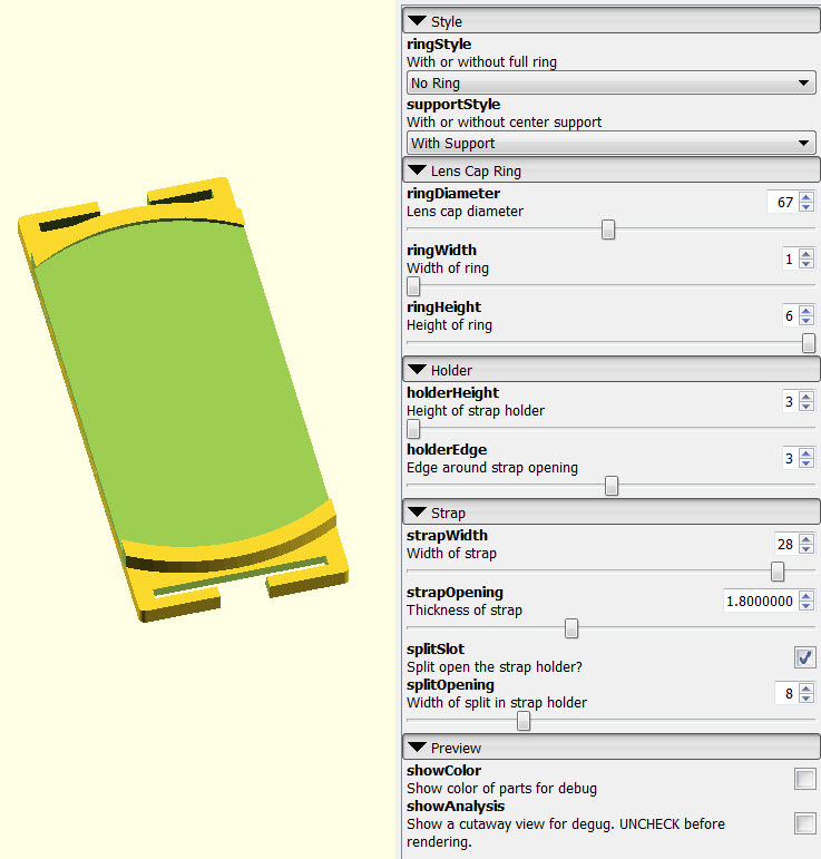 Miniatura 6 do modelo 3D Lens Cap Holder Generator