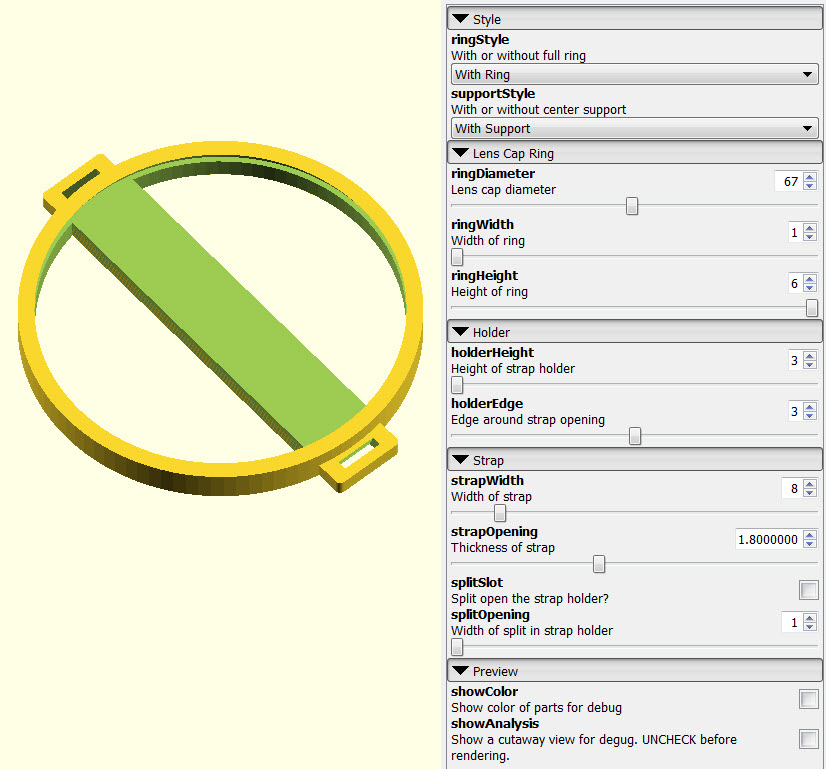 Miniatura 4 do modelo 3D Lens Cap Holder Generator