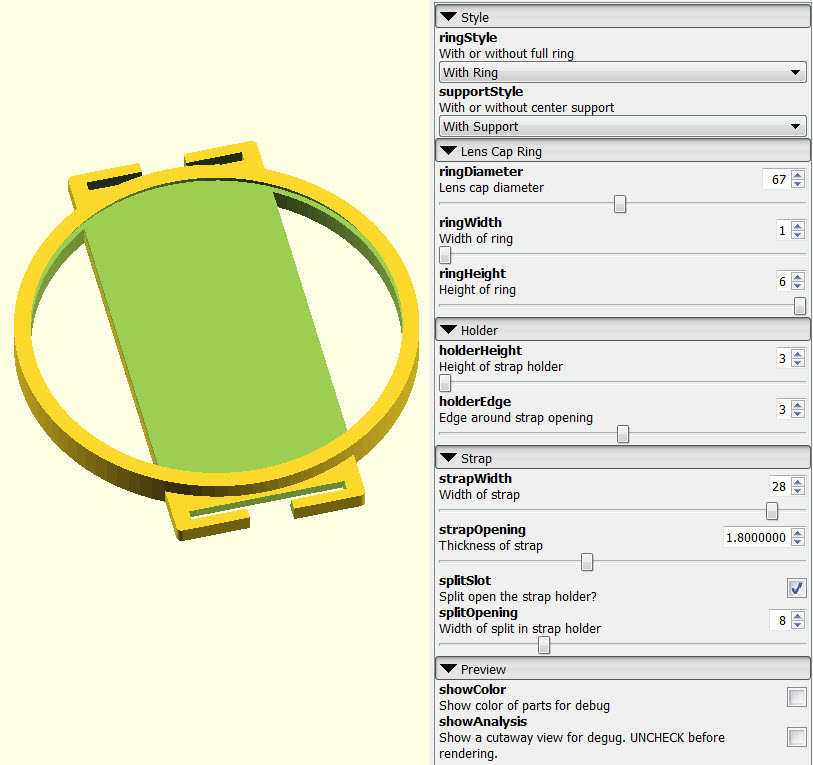 Miniatura 5 do modelo 3D Lens Cap Holder Generator
