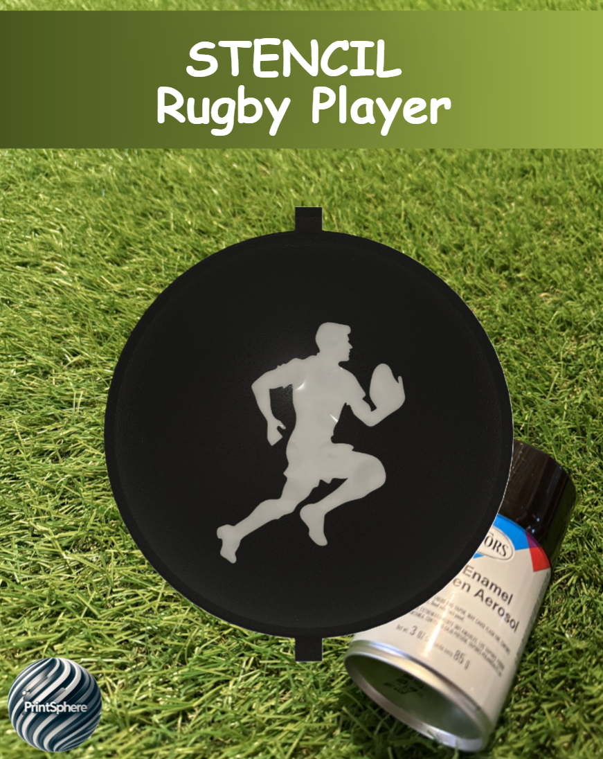 Golf - Golf Ball Stencil - Insert - Rugby - Player - Spray Only 3D model by Peter C