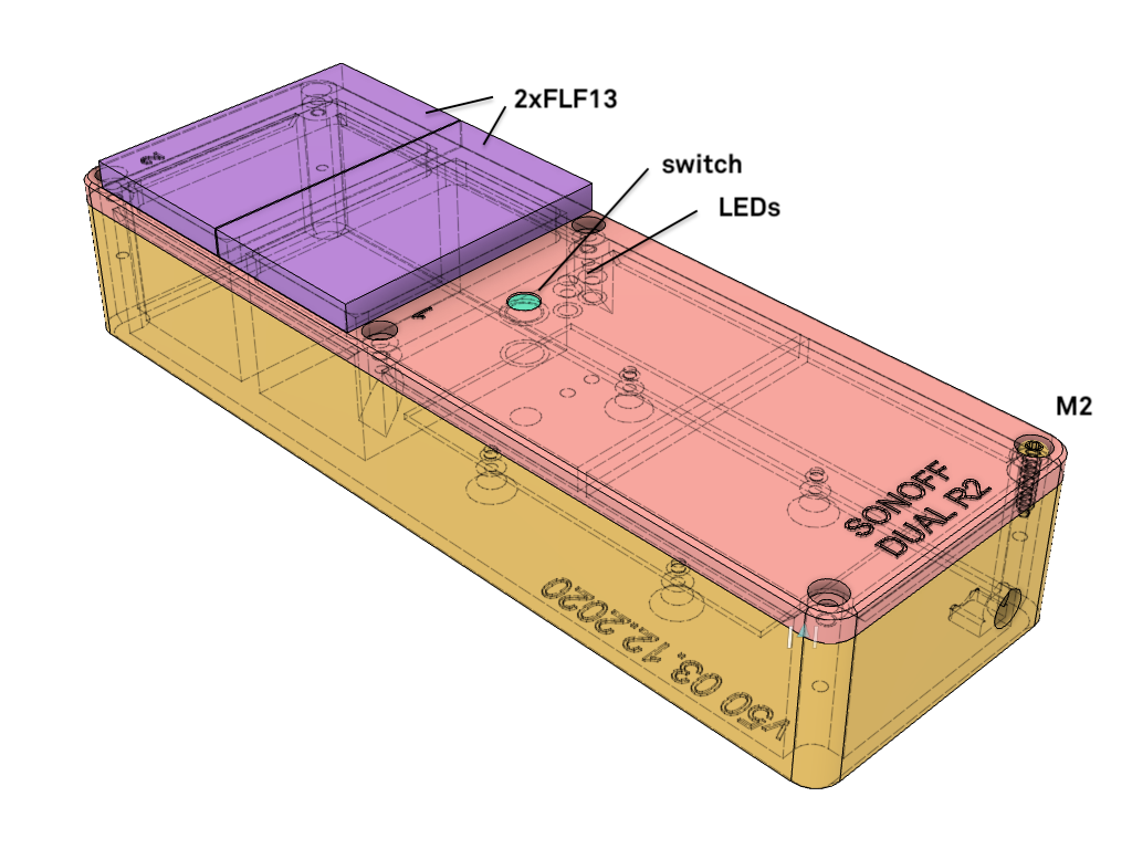 Enclosure for Sonoff Dual R2 and TH16 WiFi switch