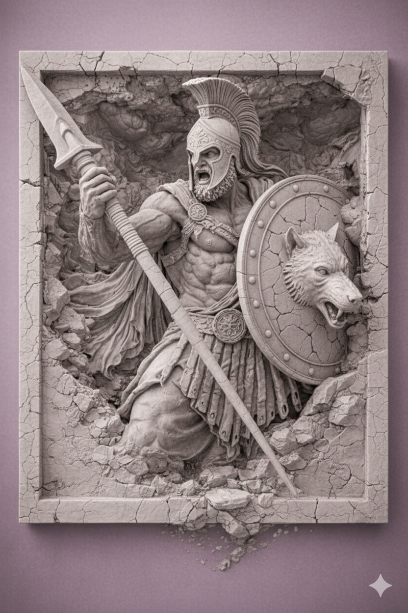 Ares Greek God of War Bas Relief Wall Sculpture – 3D Printable STL
