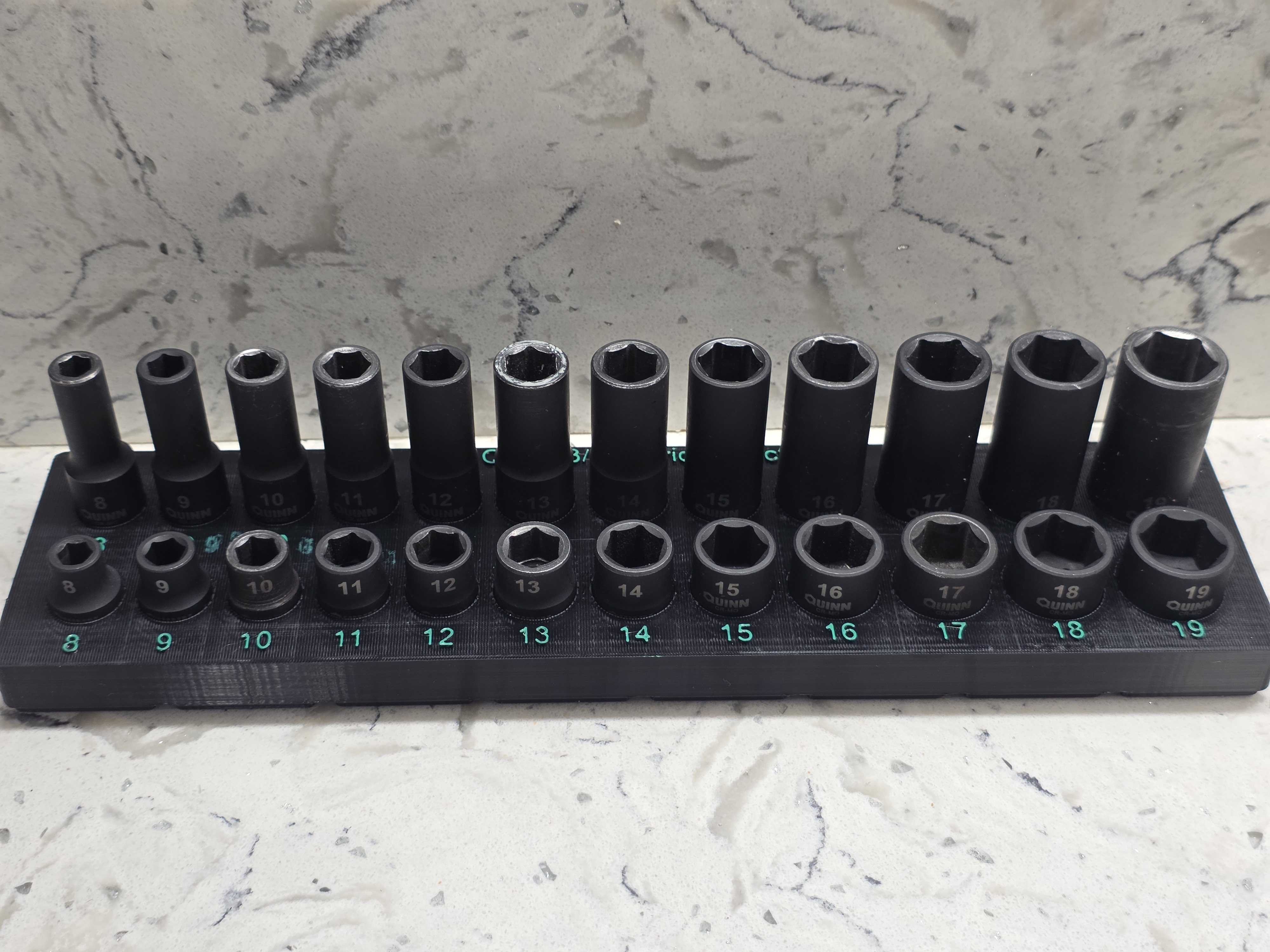 Quinn 3/8 Master Impact Socket Set Gridfinity Trays