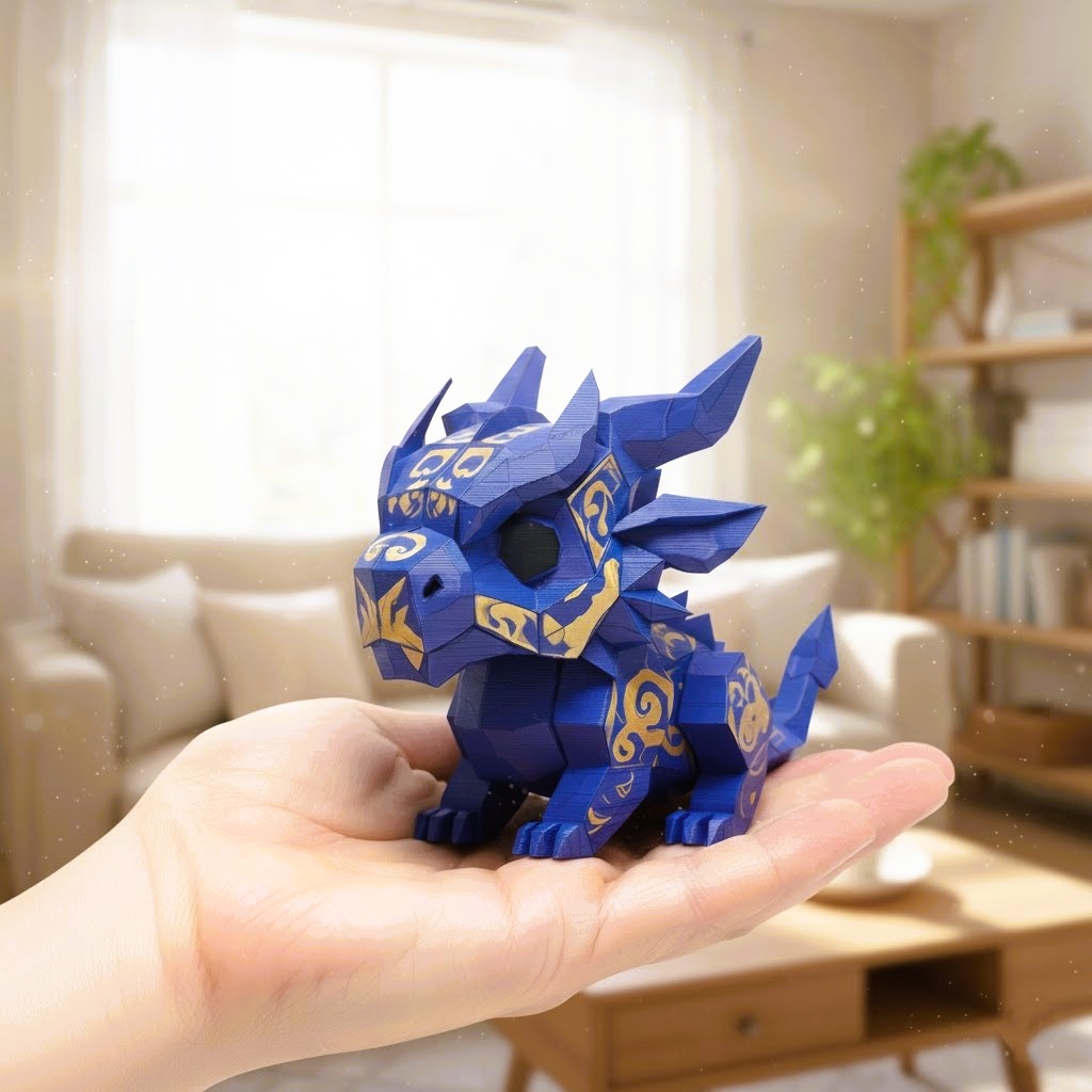 Cute Blue Dragon - Low-Poly