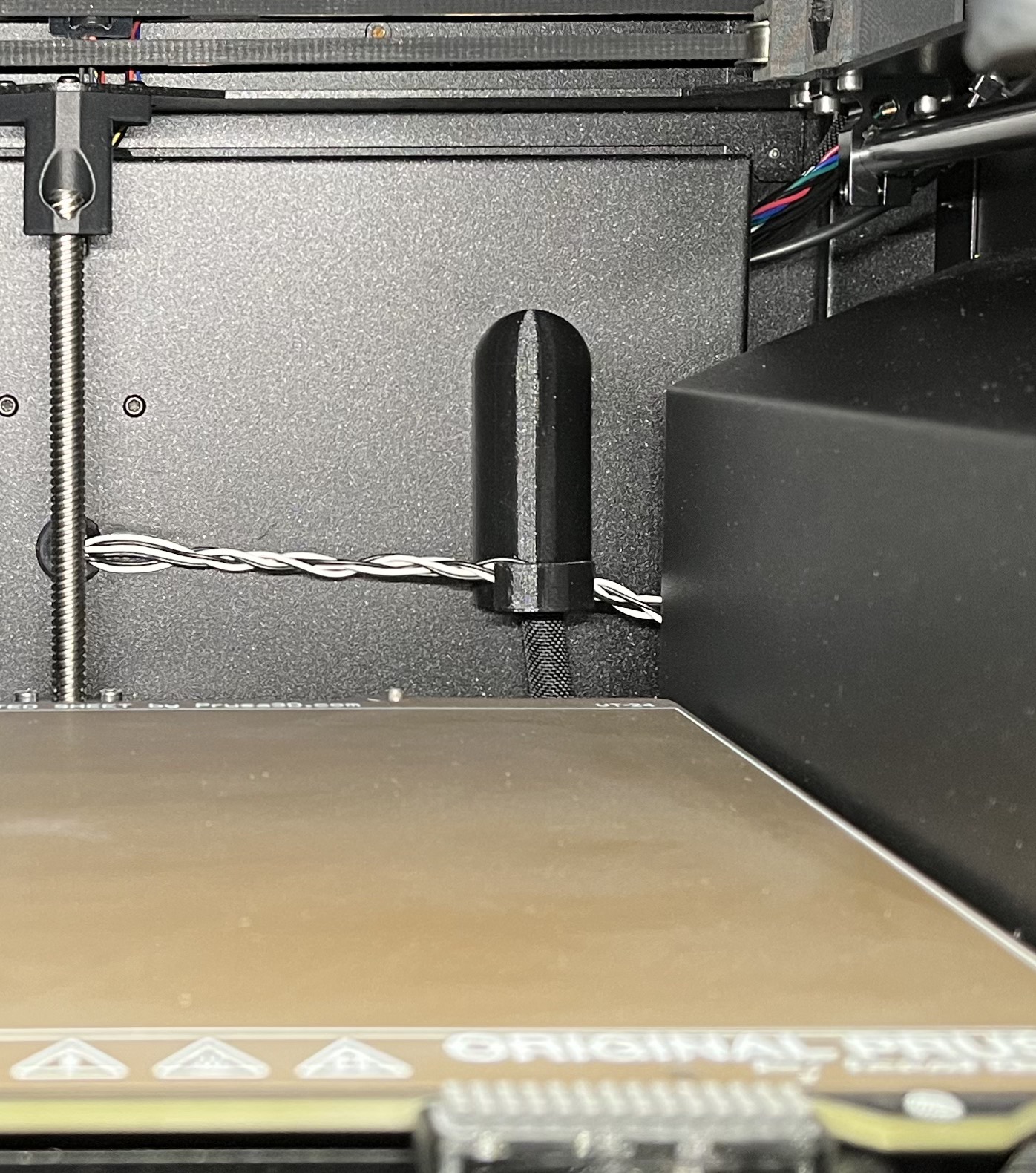 Prusa CORE One Heatbed Cable Entry Cover with Input Shaper Accelerometer Cable Support