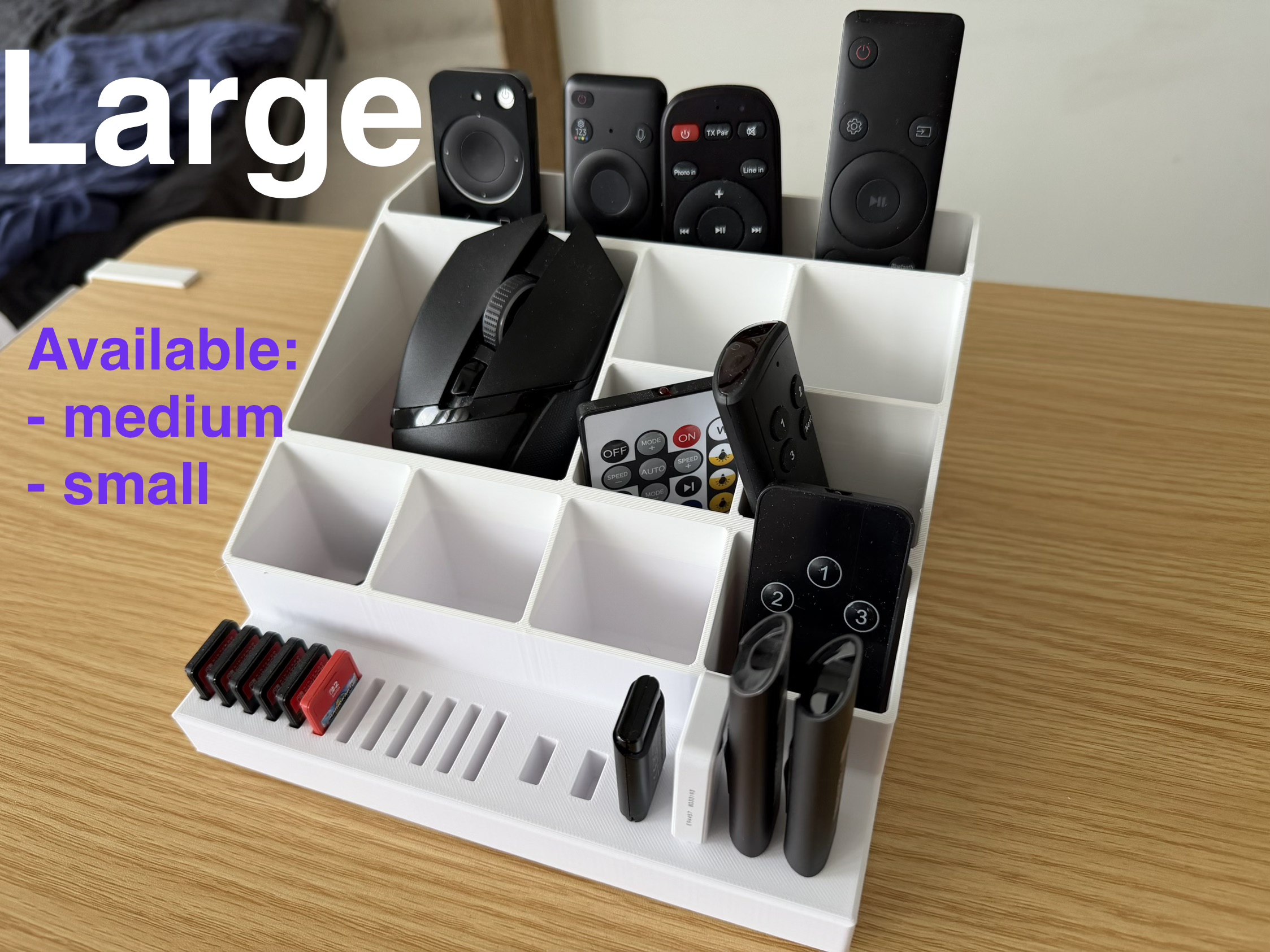 Multi organizer - mouse, Switch games, USB thumb drives. Small, Medium, Large.