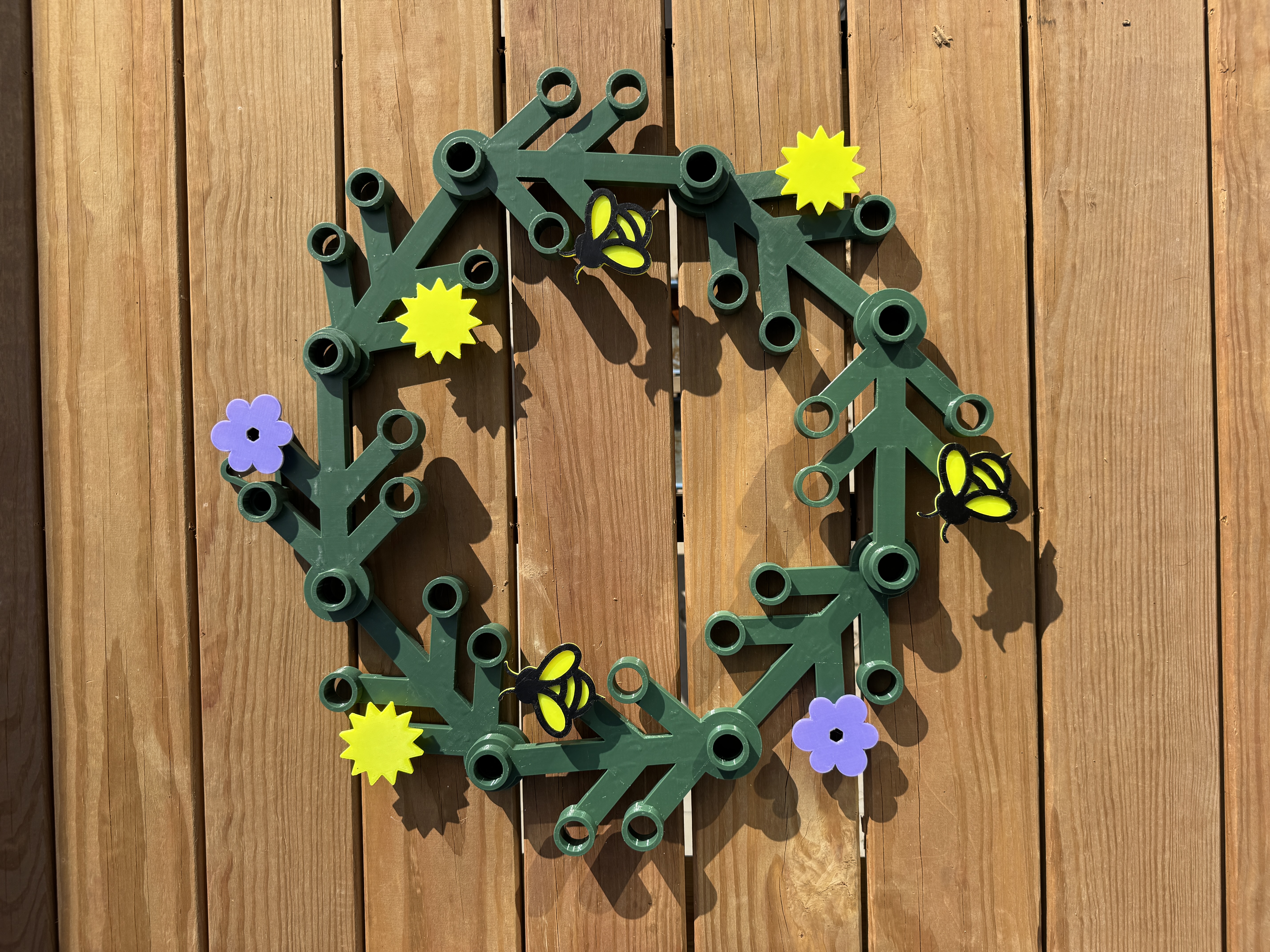 24" Lego Wreath with Suns, Bees, and Flowers