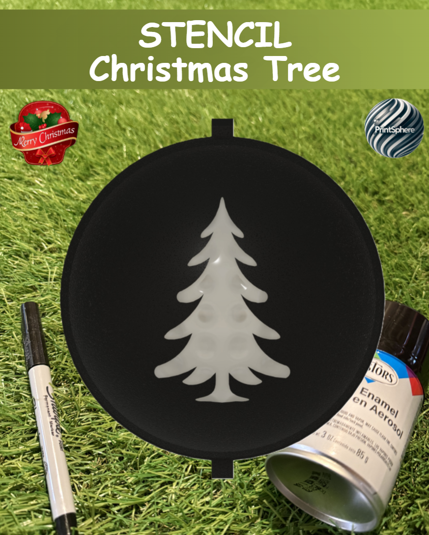 Golf - Golf Ball Stencil - Insert - Christmas - Christmas Tree - Marker